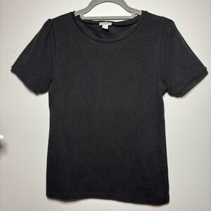 J. Crew Black Textured Short Sleeve Top